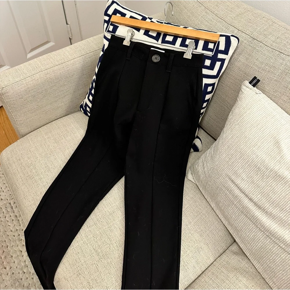 Black Twill Pants with Slit - Picture 3 of 6